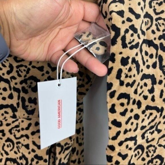 NEW Good American Leopard Print Single Button Blazer Shoulder Pads Size Small 1 - Picture 9 of 10